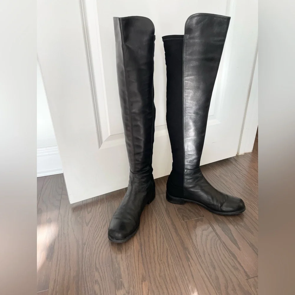 STUART WEITZMAN 5050 NAPPA LEATHER BACK STRETCH OTK BOOTS SIZE 11